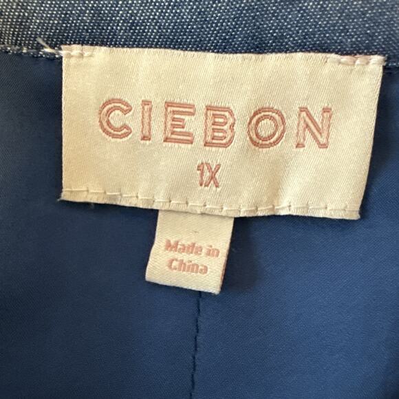 Ciebon Womens Plus 1X Chambray Lined Embroidered Denim Shirt Dress Western Boho - Picture 5 of 13